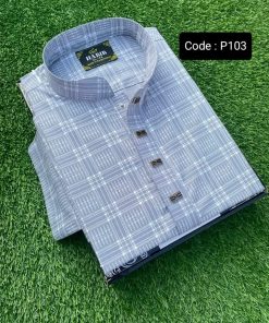 কটন  কাপড়ের এস কালার বক্স প্রিন্ট পাঞ্জাবি।